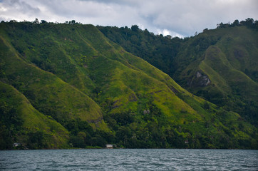 Fototapeta na wymiar View from Lake Toba on Samosir inlake island, Sumatra