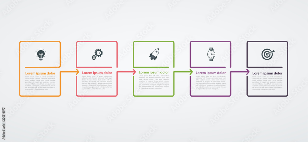 Poster infographic design template with step structure. business concept with 5 options pieces or steps. bl