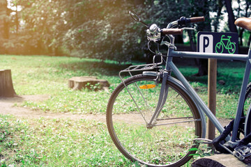 Fototapeta na wymiar Bicycle Parking in the Park