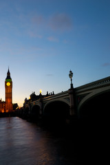 Fototapeta na wymiar Big Ben, Westminster bridge and Houses of parliament, London, UK