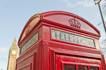 Cabina telefonica rossa e Big Ben, Londra, Regno Unito