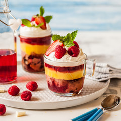 Fruit Cake, Jelly and Berry Individual Trifles