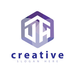 UA Initial letter hexagonal logo vector