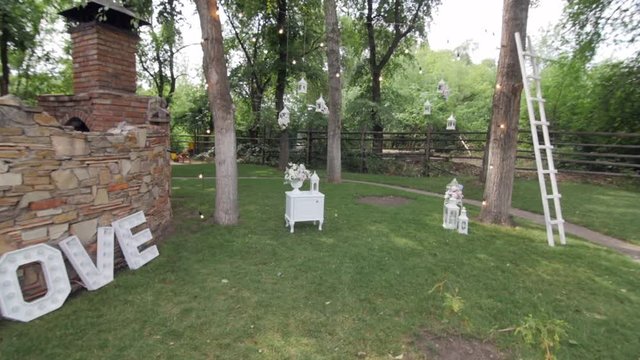 HD Shooting of the decorated place for wedding