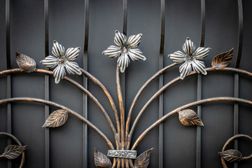 wrought-iron gates, ornamental forging, forged elements close-up