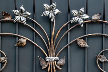 wrought-iron gates, ornamental forging, forged elements close-up