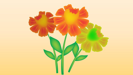 Multicolored vector flowers with beautiful shades. EPS 10.