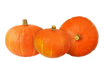 Three orange pumpkins
