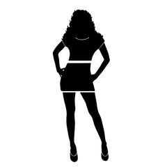 Vector silhouette of woman on white background.