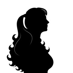 Vector silhouette of woman on white background.