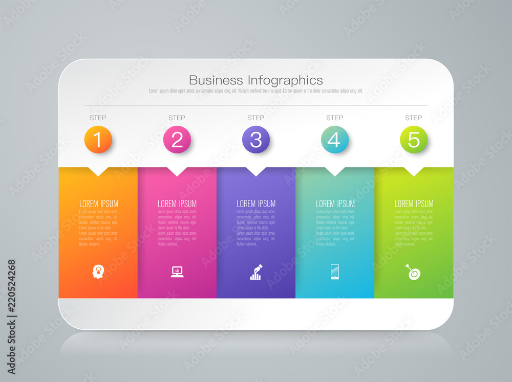 Wall mural infographics design vector and business icons with 5 options.