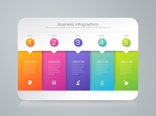 Infographics design vector and business icons with 5 options.