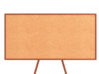 Empty cork board (noticeboard) isolated on white. Mockup template - 3D rendering