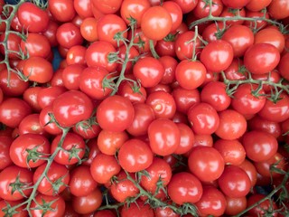 fresh red tomatoes at a market