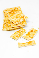 crunchy biscuits made on whole grain on white background healthy breakfast concept