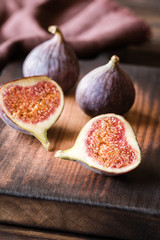 Fresh figs on the wooden board