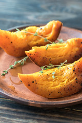 Baked pumpkin on the plate