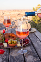 Food Table Healthy Delicious and wine. Meal Concept