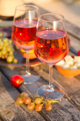 Food Table Healthy Delicious and wine. Meal Concept