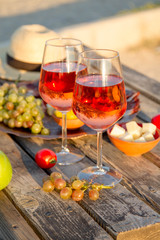 Food Table Healthy Delicious and wine. Meal Concept