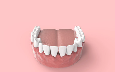 Tooths on background. 3D rendering.