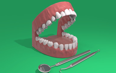 Tooths on background. 3D rendering.
