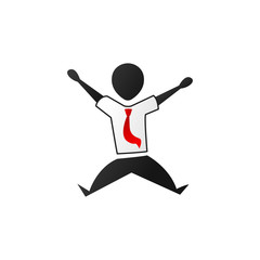 Silhouette office worker man happy jump action pose illustration