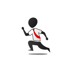 Obraz premium Silhouette office worker man running action pose illustration