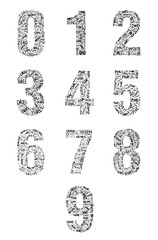 Multilingual hand drawn numbers zero to nine - Written in writing concept