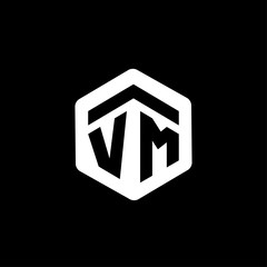 V M Initial letter hexagonal logo vector