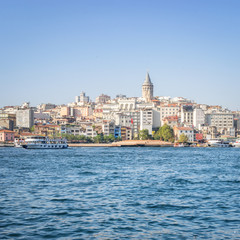 Fototapeta na wymiar Galata Tower and Gulf of the Golden Horn - Istanbul, Turkey