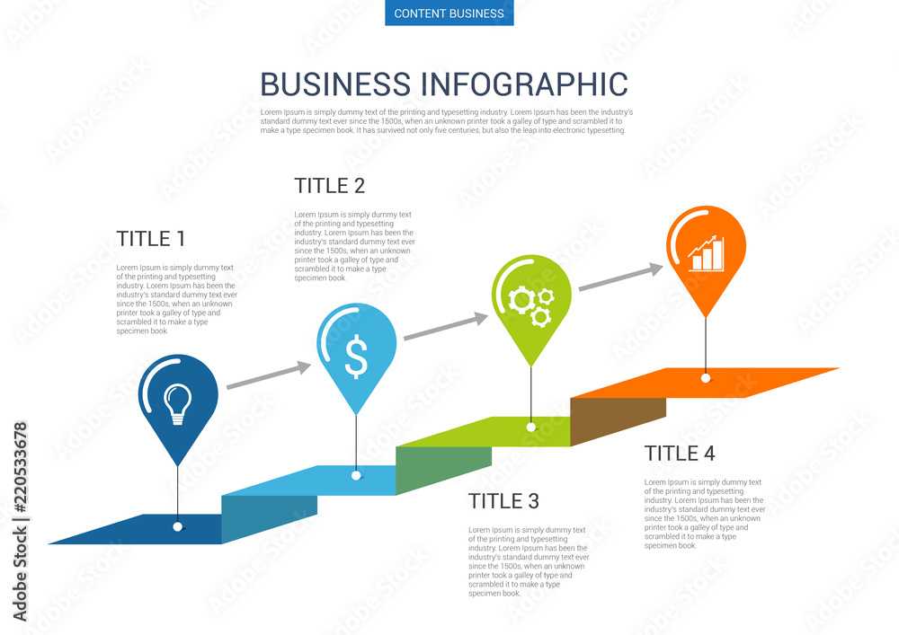 Wall mural infograhpic business presentation slide template with step process chart