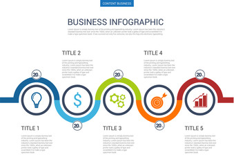 Infograhpic business presentation slide template with road process chart