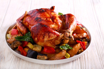Roast whole chicken with crispy skin