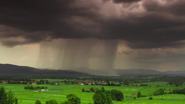 Landscape cloudy with heavy rain day in a mountains