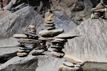 Inukshuk valley in the Coaticook Gorge National Park in Quebec, Canada.