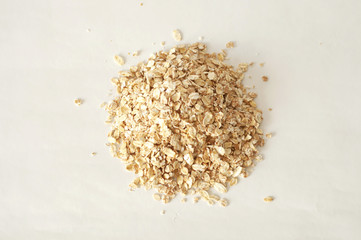 isolated photo of oat flakes. white background