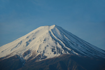 Mount Fuji Peak Close-Up In Early Morning, Japanese Scenery