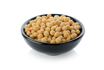 Healthy gold soybean isolated on white background