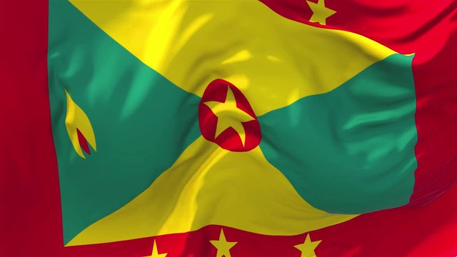 79. Grenada Flag Waving in Wind Slow Motion Animation . 4K Realistic Fabric Texture Flag Smooth Blowing on a windy day Continuous Seamless Loop Background.