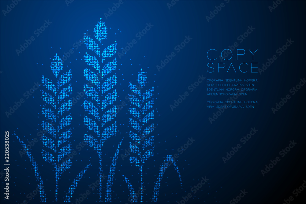 Aufkleber abstract geometric bokeh circle dot pixel wheat shape, bakery concept design blue color illustration