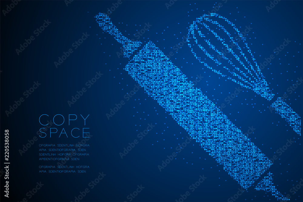 Poster abstract geometric bokeh circle dot pixel pattern rolling pin and whisk shape, bakery concept design