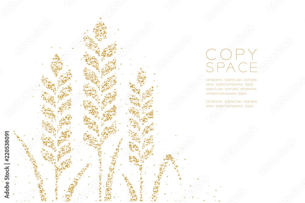 Poster abstract geometric low polygon square box pixel and triangle pattern wheat shape, bakery concept des