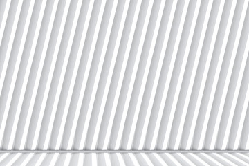 Obraz premium 3d rendering. modern diagonal white panel row wall and floor background.