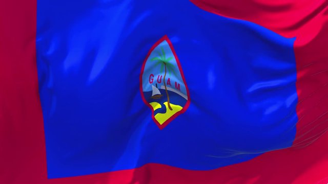 80. Guam Flag Waving in Wind Slow Motion Animation . 4K Realistic Fabric Texture Flag Smooth Blowing on a windy day Continuous Seamless Loop Background.