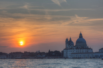 Fototapeta na wymiar Santa Maria della Salute church on a sunset, Venice, Italy