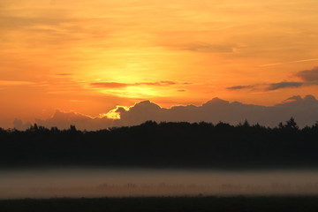 Sunrise in the Netherlands state Overijsel