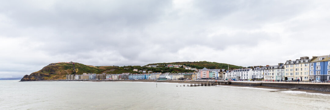 Skyline of Aberystwyth on he coast of  Pembrokeshire, in Wales, UK