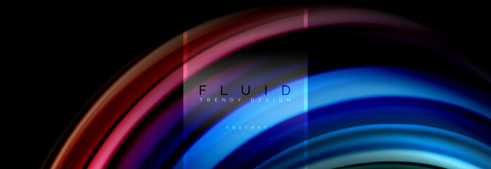 Fluid colors abstract background colorful poster, twisted liquid design on black, colorful marble or plastic wave texture backdrop, multicolored template for business or technology presentation or web