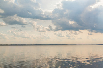 Fototapeta premium Summer evening on lake Svitiaz (Svitiaz, Shatsky National Natural Park, Ukraine)